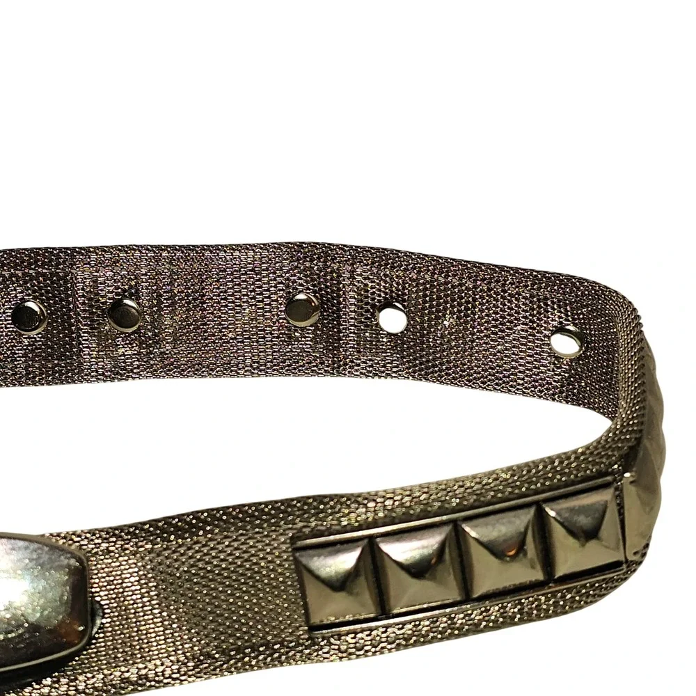 Vintage 80s Silver Metal Mesh Pyramid Stud 36 Y2K Belt Chainmail  Grunge Twink